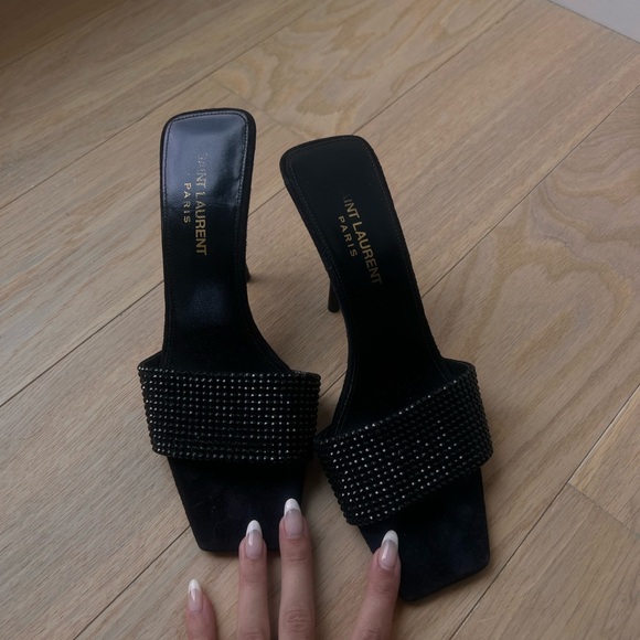 Saint Laurent gem embellished lucky evening mules - Picture 2 of 5